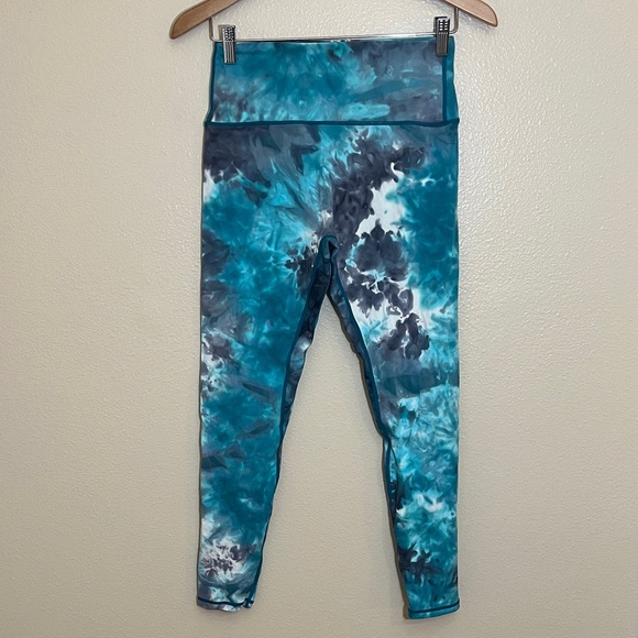 Pants - Teal Gray Tie-Dye Athletic Leggings